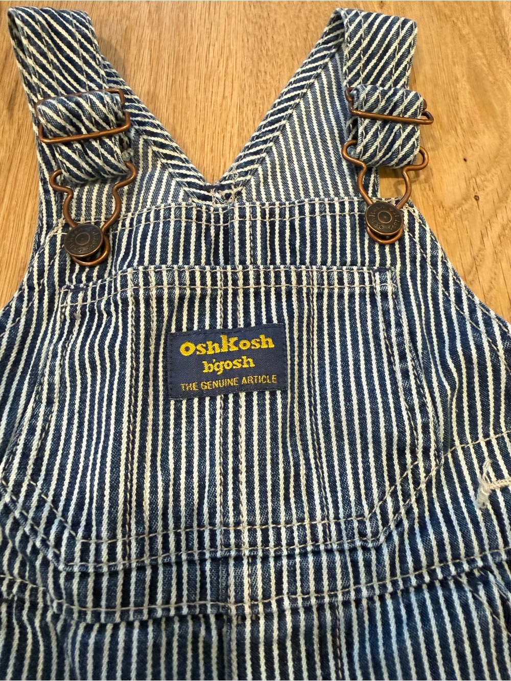 OshKosh B'gosh Navy and White Striped Kids Overalls